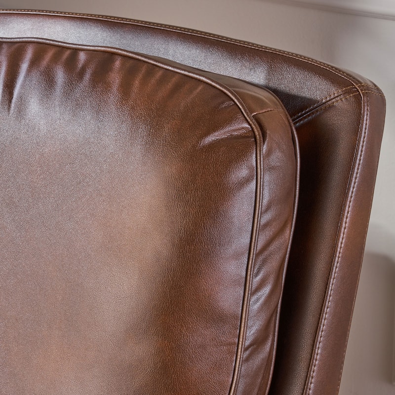 Roomfitters Push Back Recliner Chair, Classic Leather Recliner with Nailhead Trim for Living Room, Brown