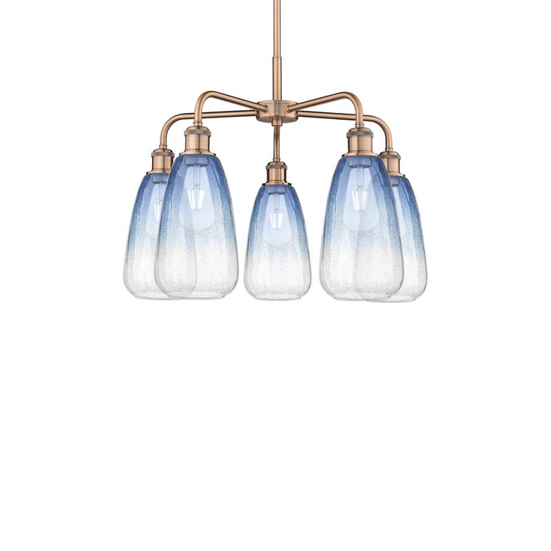 Innovations Lighting 516-5CR-19-25 Brookhaven Almond Chandelier - Antique Copper / Sapphire Blue