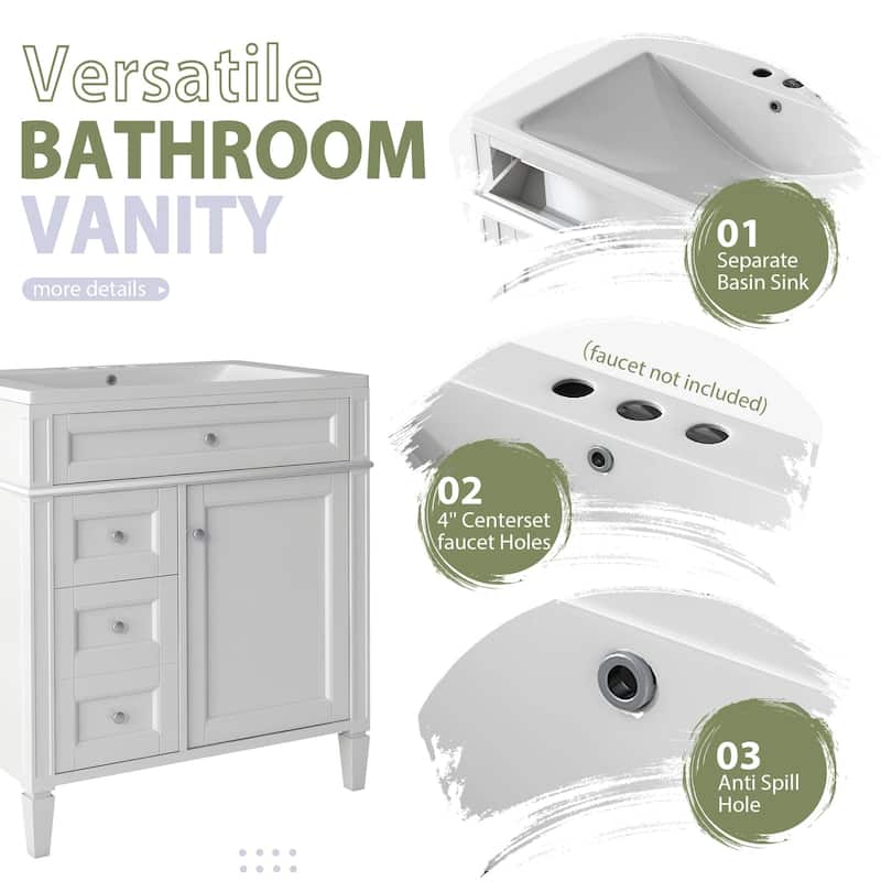 Plywood Freestanding Bathroom Vanity Set in Maple with Mirror Cabinet - 30" x 18"