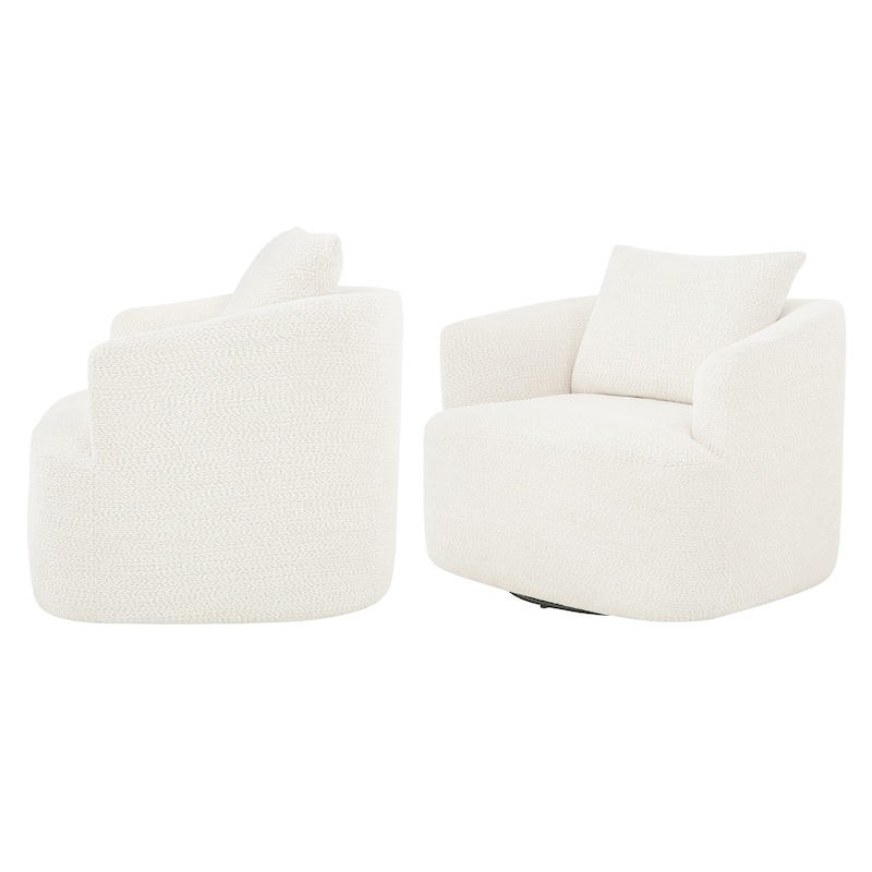 Upholstered Swivel Barrel Chair with Pillow