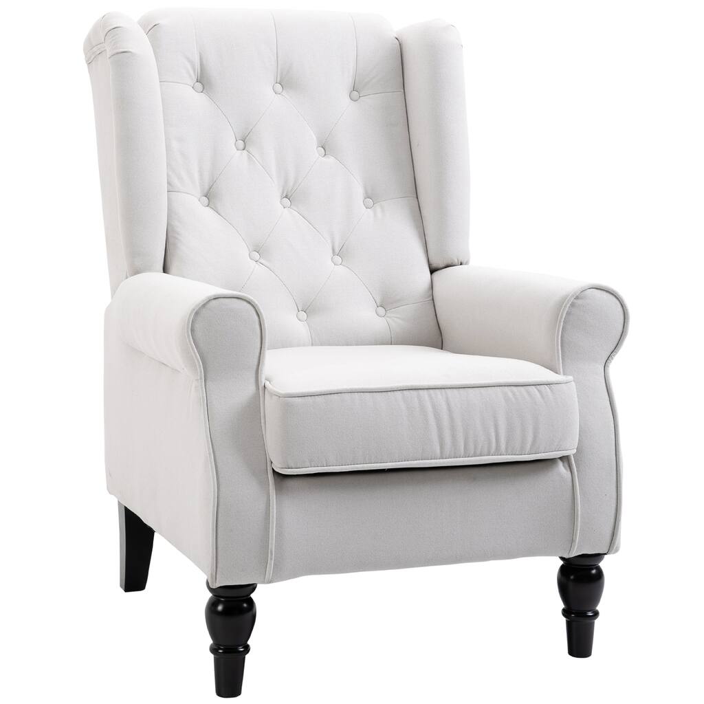 Cream White 29.3" High Back Tufted Accent Chair