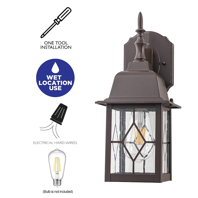 C Cattleya 2-Pack 14in ORB Outdoor Wall Lantern Sconce with Seeded Glass