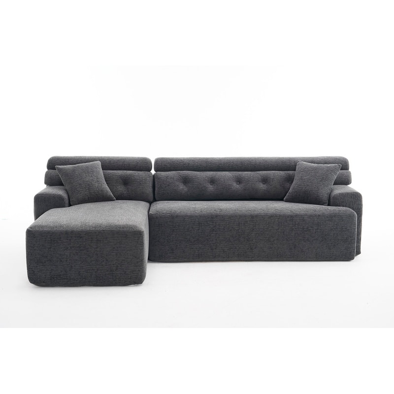 Convertible Chaise Sectional Sofa, Full Compression Sponge L-Shape