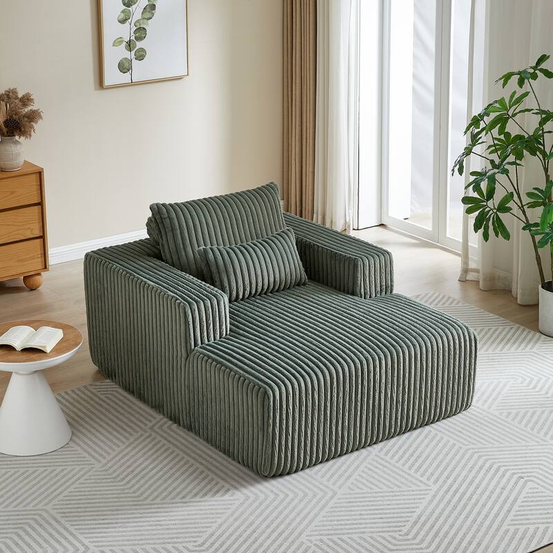Fluffy 62.5-Inch Corduroy Lounge Chair, Modern Sleeper Sofa for Living Room or Bedroom - Ready to Use, No Assembly
