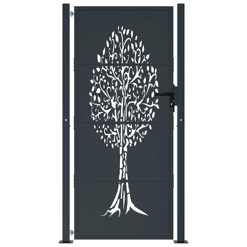 vidaXL Garden Gate Anthracite Steel Tree Design