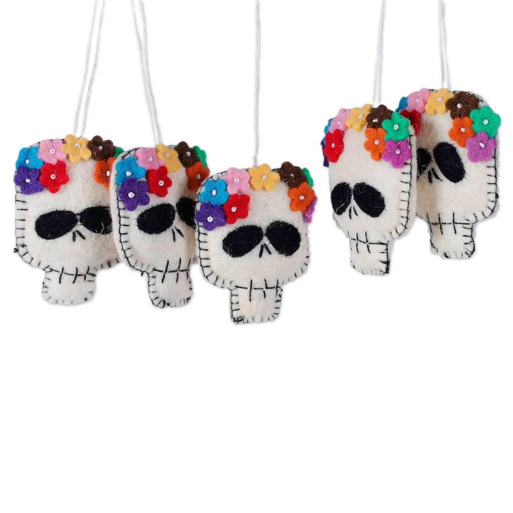 Novica Handmade Life & Death Wool Felt Ornaments (Set Of 5)