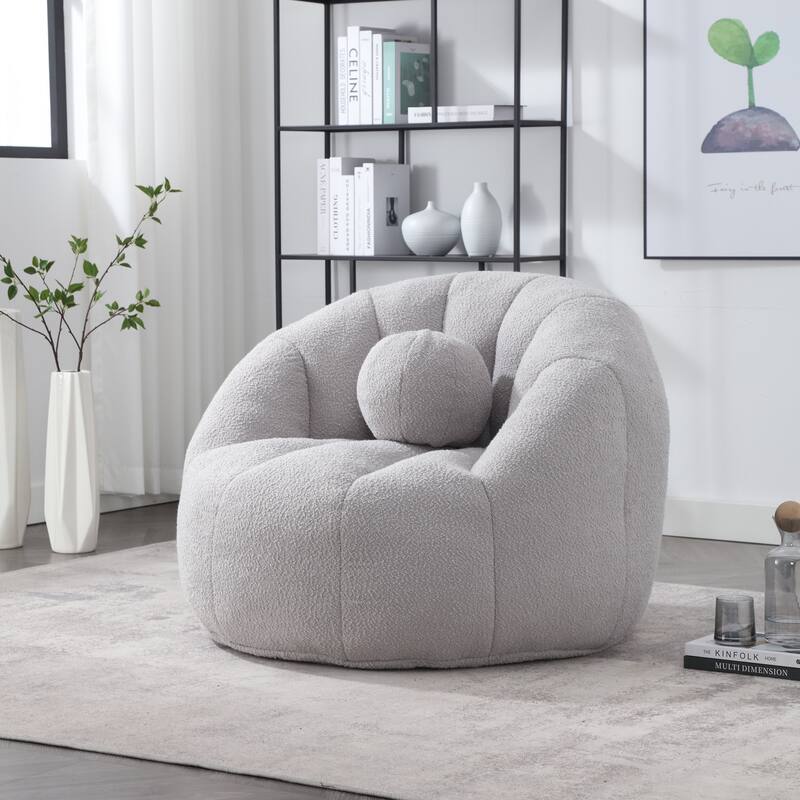 HOMEFUN Cozy Beanbag Sofa With Memory Foam Filler, Oversized Round Sofa Couch For Adults, Comfy Lazy Floor Sofa
