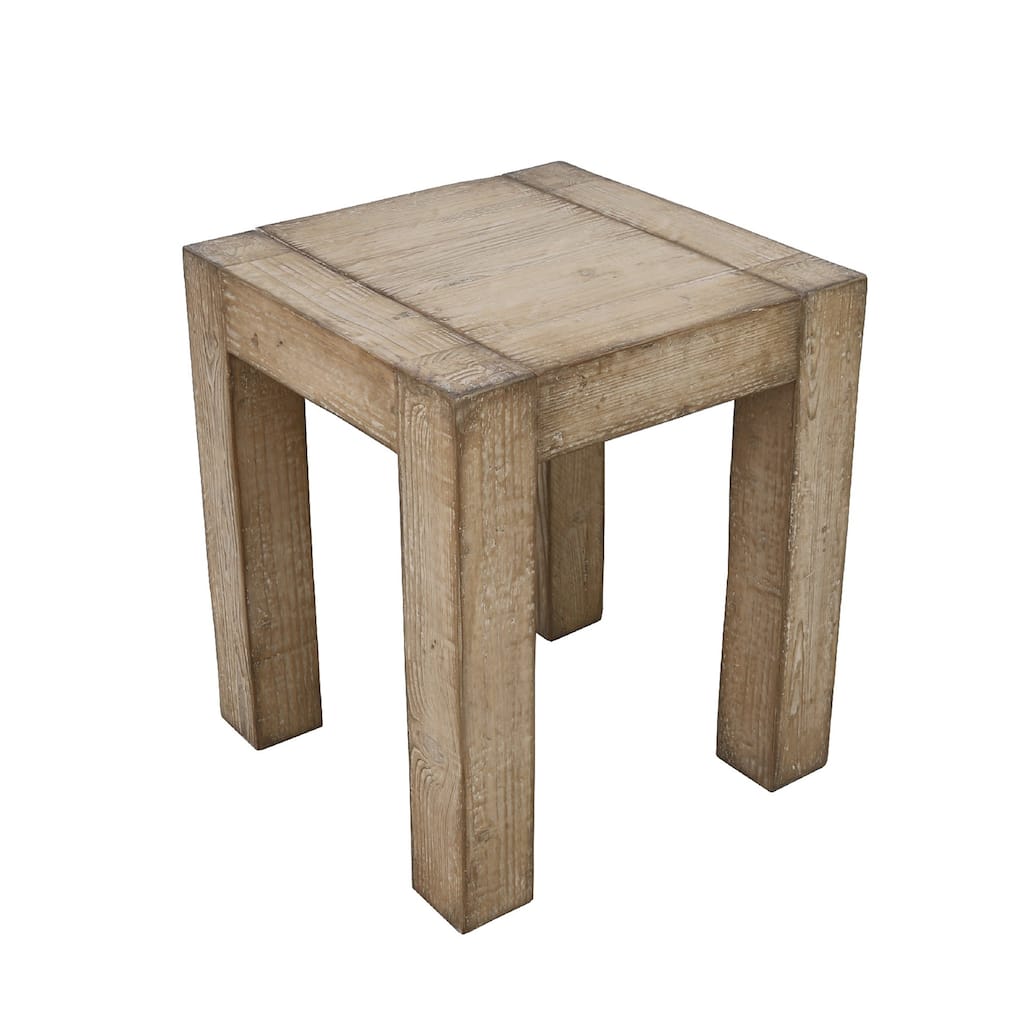 Mao Side End Table, 22 Inch Square Top with Chunky Legs, Rustic Brown
