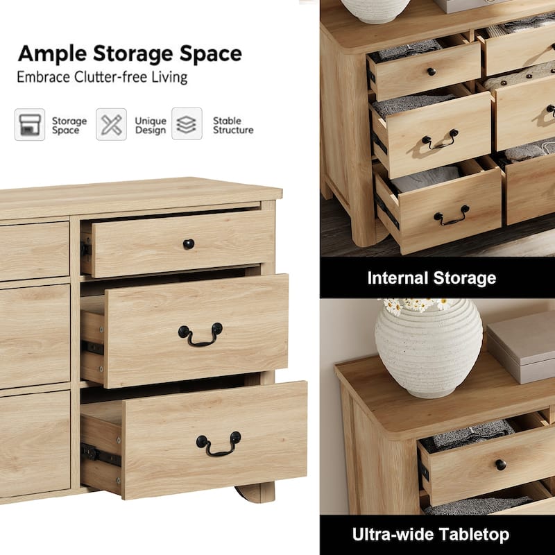 WAMPAT Farmhouse Nightstand with 3 Drawers