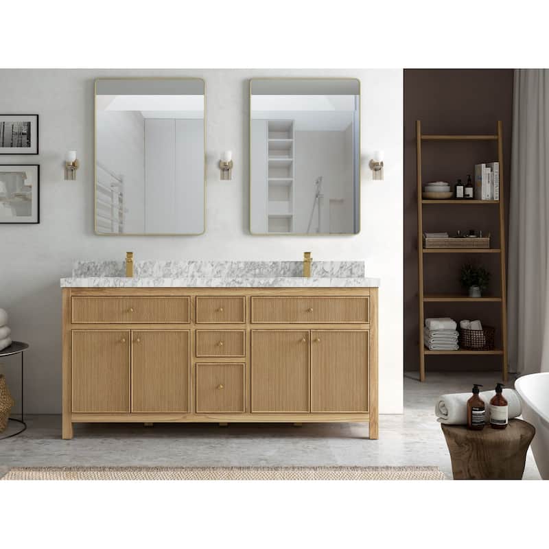 Willow Collections 72 in. W x 22 in. D Sonoma Teak Double Sink Bathroom Vanity with Countertop