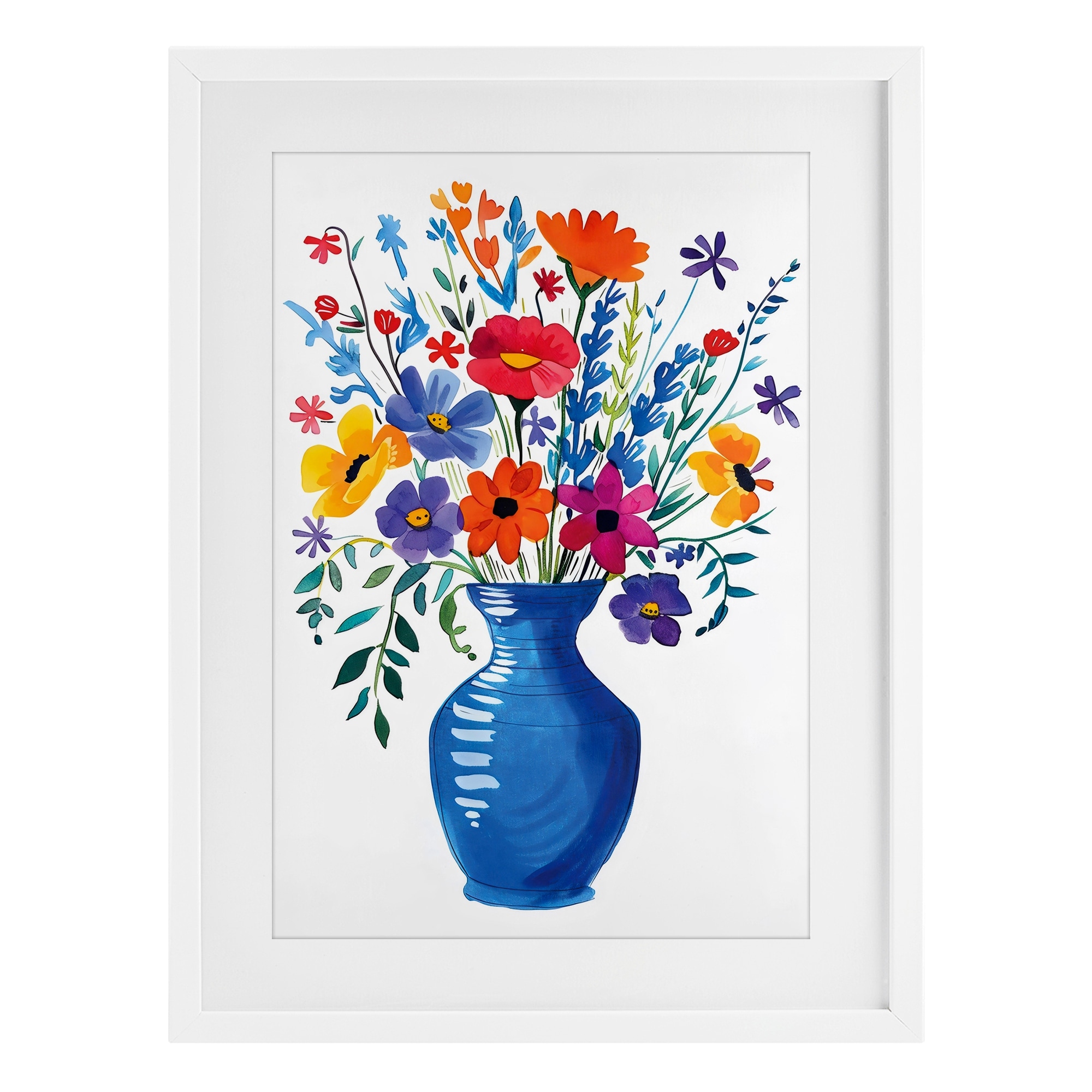 Stupell Colorful Bouquet Blue Red Under Glass Framed Design By LSR Design Studio