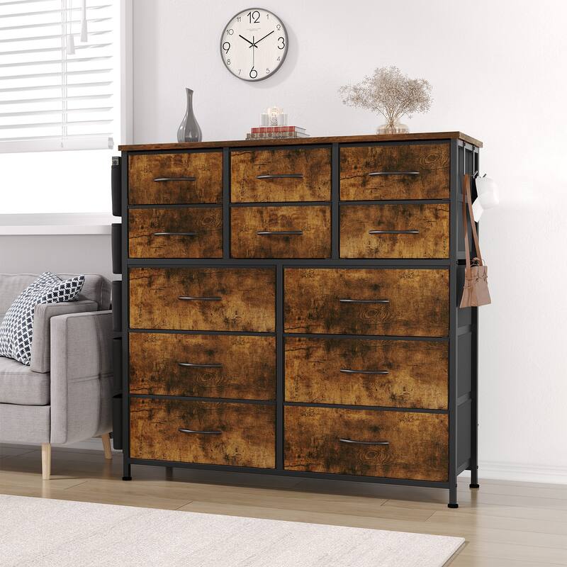 12 Drawer Dresser, Storage Organizer Unit with Fabric