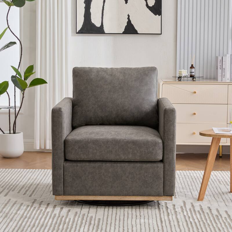 30.7"W Upholstered Square Swivel Accent Chair and Comfy Accent Single Sofa Chair, 360 Degree Club Chair