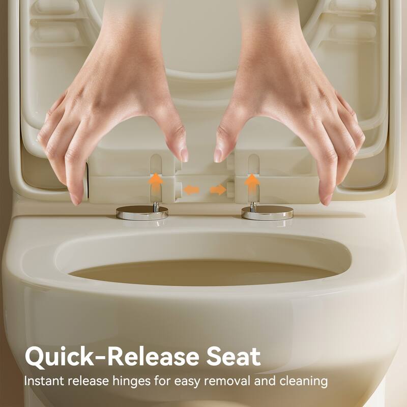 HOROW 1 Piece Powerful Dual Flush Toilet Bisque 1.1 1.6 GPF 12 Inch Rough In - N/A