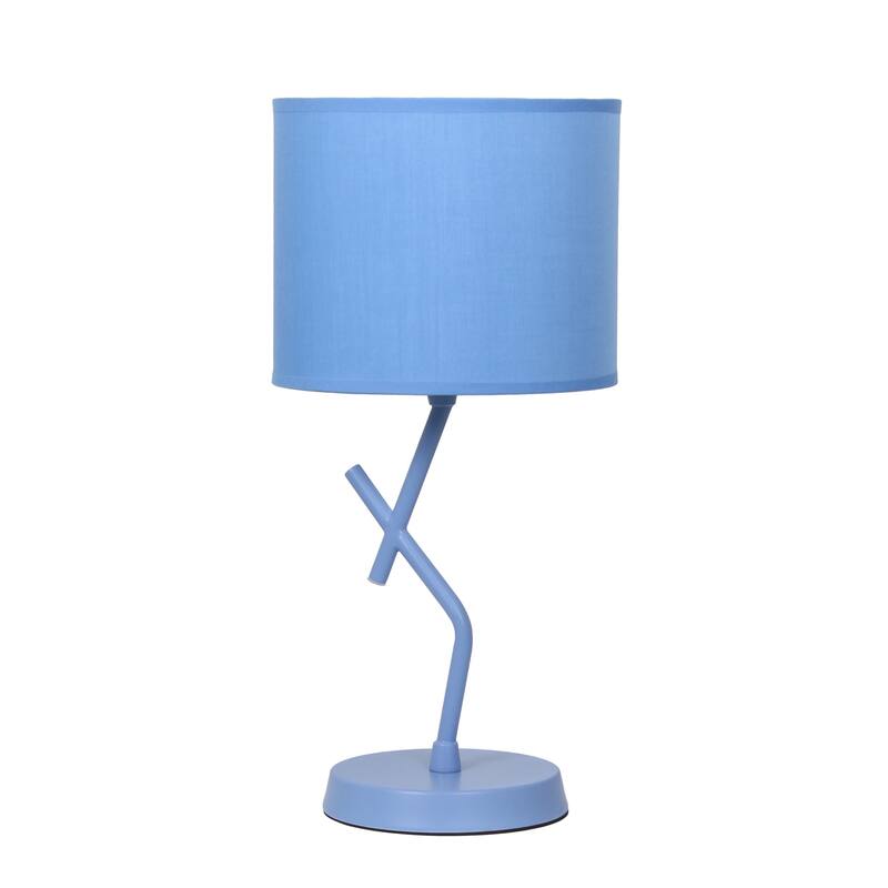 Abstract Angular Table Lamp with Drum Shade - 17" - Blue