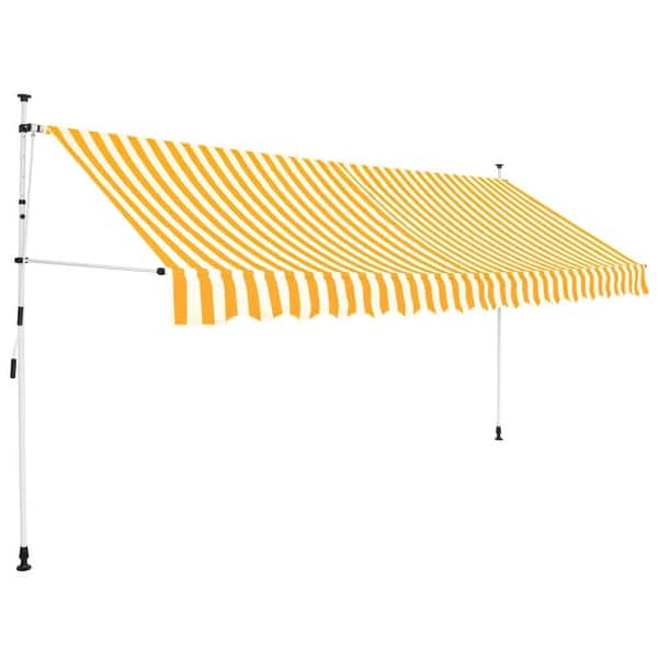 Shop Vidaxl Manual Retractable Awning 157 5 Yellow And White Stripes Overstock 28792384