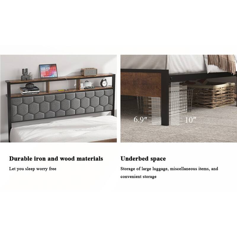 Bed Frame with Headboard and 2 USBs
