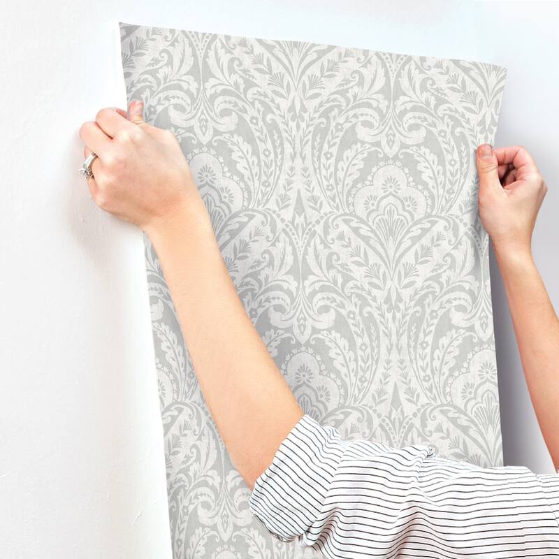 A-Street Prints Berkshire Grey Damask Wallpaper