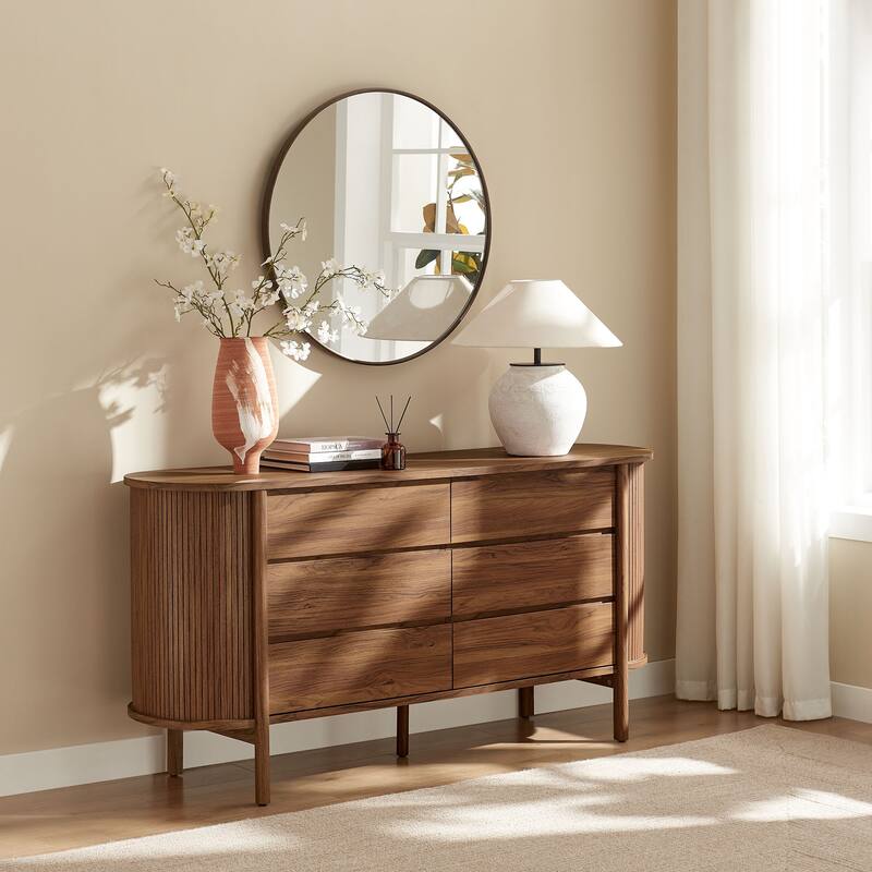 Cadence 6-Drawer Curved Dresser - Walnut