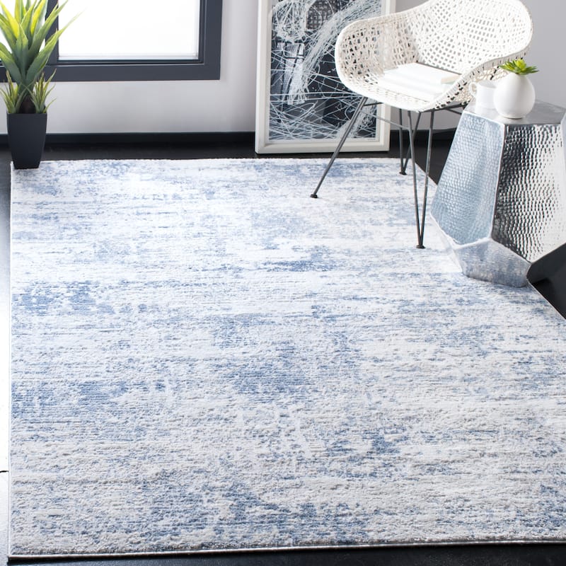 SAFAVIEH Amelia Modern Abstract Rug - 5'3" x 7'6" - Ivory/Blue