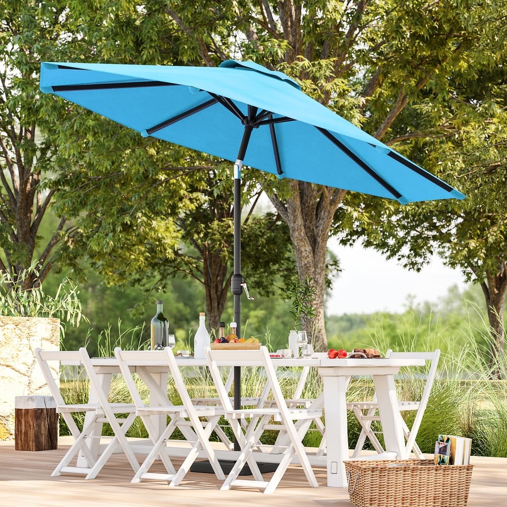 BONOSUKI Patio 9FT Market Umbrellas and Shade, Table Umbrella for Patio and Outdoor With Tilt Button, Anthracite Gray