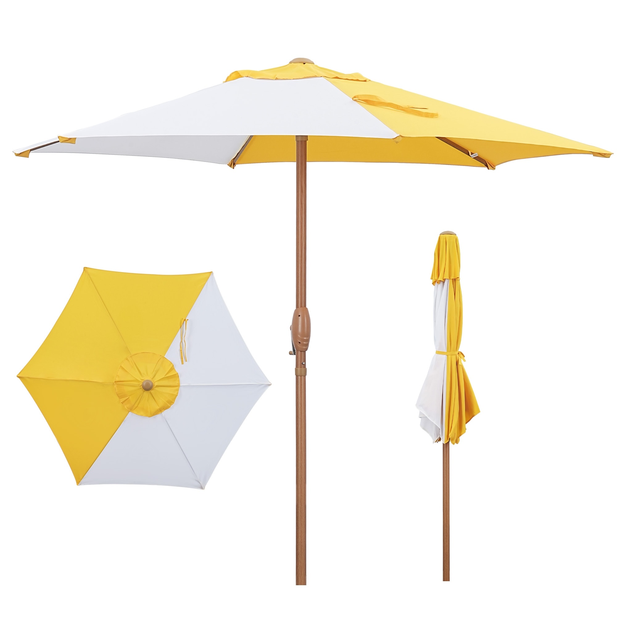 7.5 ft yellow patio umbrella AreShark 9 for Outdoor, Outdoor Table Umbrella with Push Button Tilt and Crank, Outdoor Patio Umbrellas with 8 Sturdy Ribs for Market, Garden, Pool (Yellow) : Patio With 1.5 inches diameter pole which provides stronger support than standard round poles 7.5' Frankford Laurel Steel Patio