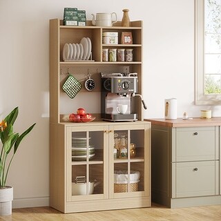 70.8-Inch Kitchen Pantry Cabinet, Tall Bakers' Rack Kitchen Cabinet ...