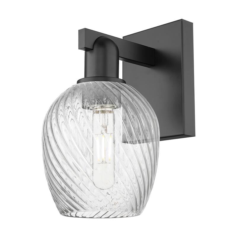 Innovations Lighting 716-1W-12-6 Salina Sconce Salina 12" Tall Wall - Matte Black / Clear Spiral Fluted