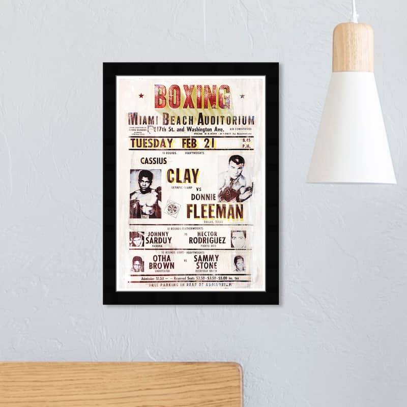 Wynwood Studio '10 Rounds Boxing' Advertising Wall Art Framed Print Posters - White, Brown - 13 x 19