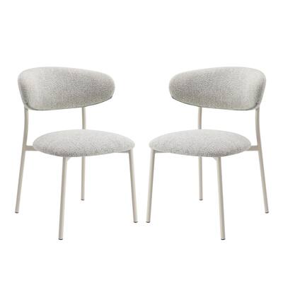Set of 2 Upholstered Dining Chair in Gray and Beige