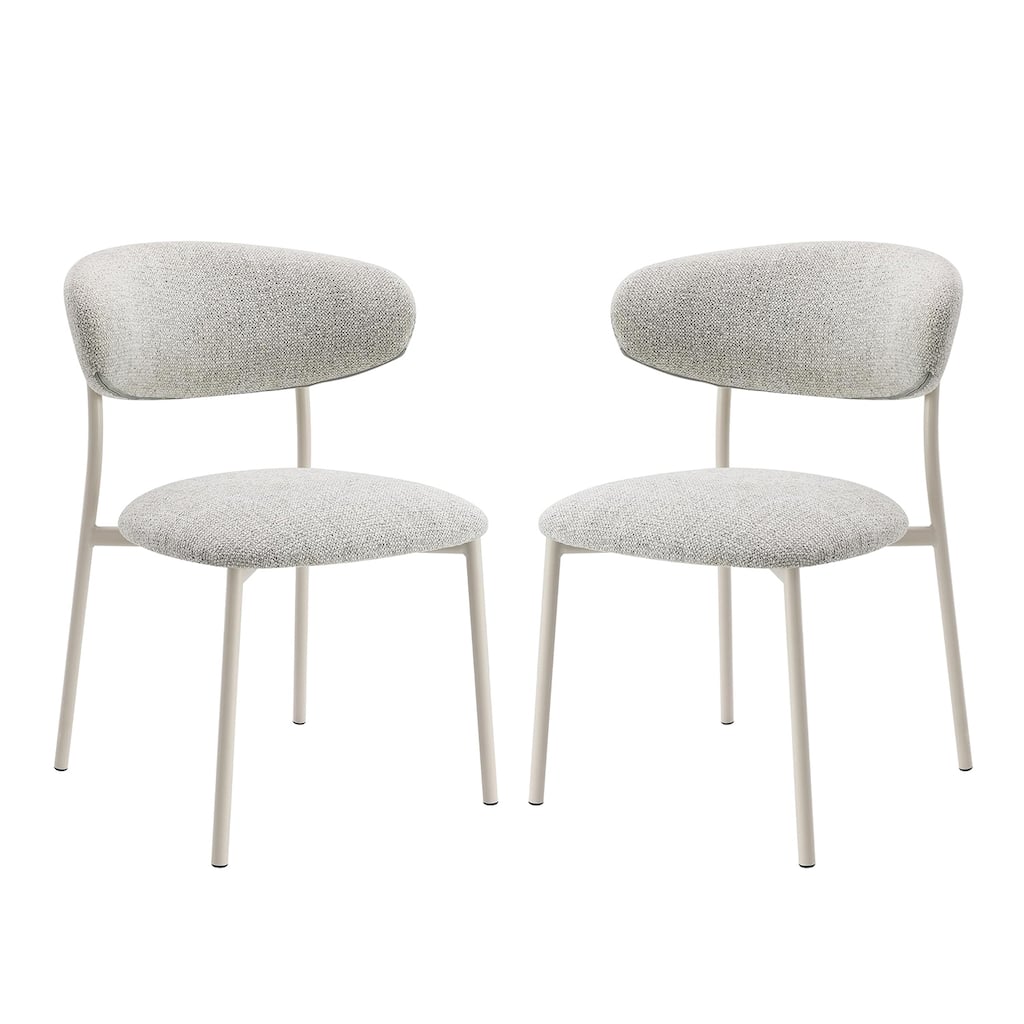 Set of 2 Upholstered Dining Chair in Gray and Beige