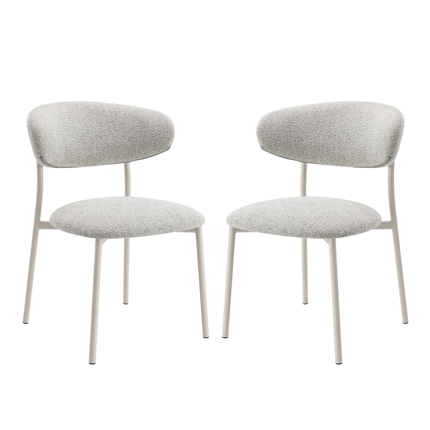 Set of 2 Upholstered Dining Chair in Gray and Beige