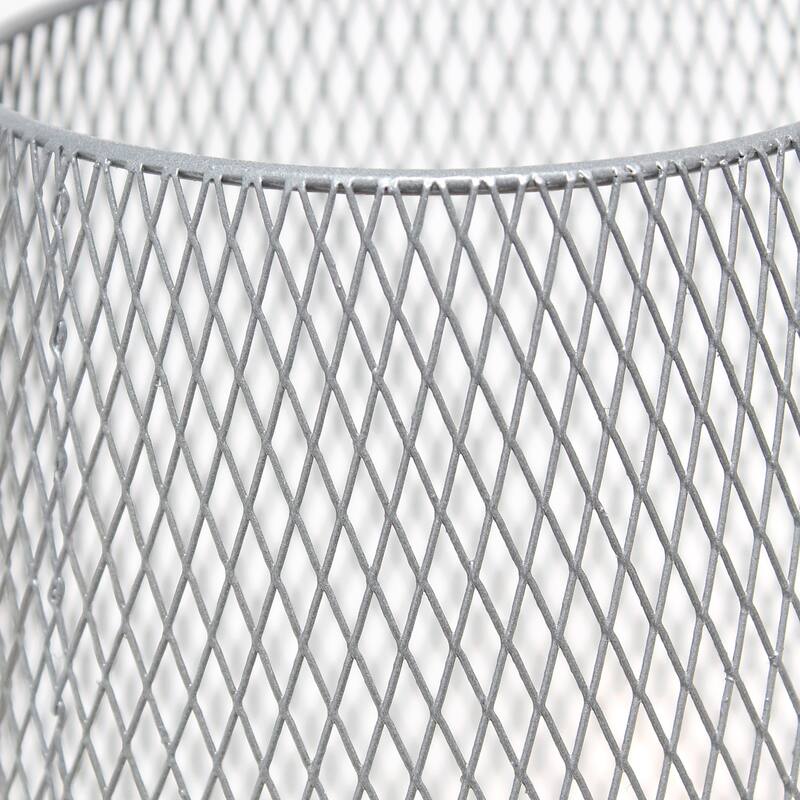 Metal Open Cage Mesh Table Lamp with Pine Wood Base - 6 x 6 x 9 in. (L x W x H)