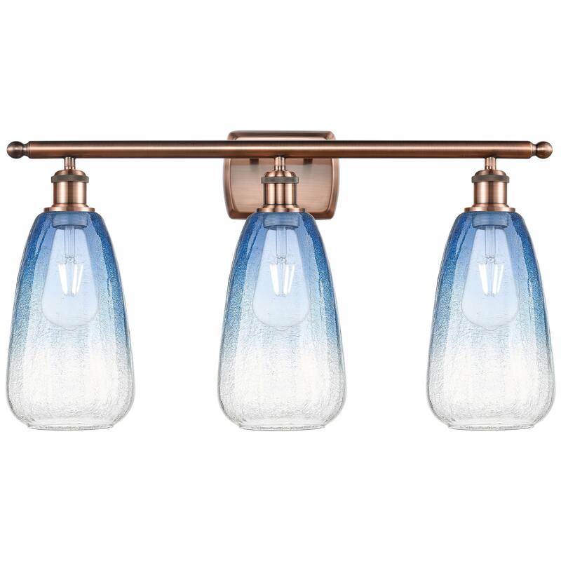 Innovations Lighting Endless Possibilities Ballston - Brookhaven Almond - 3 Light 26" Bath Vanity Light - Antique Copper/Sapphire Blue
