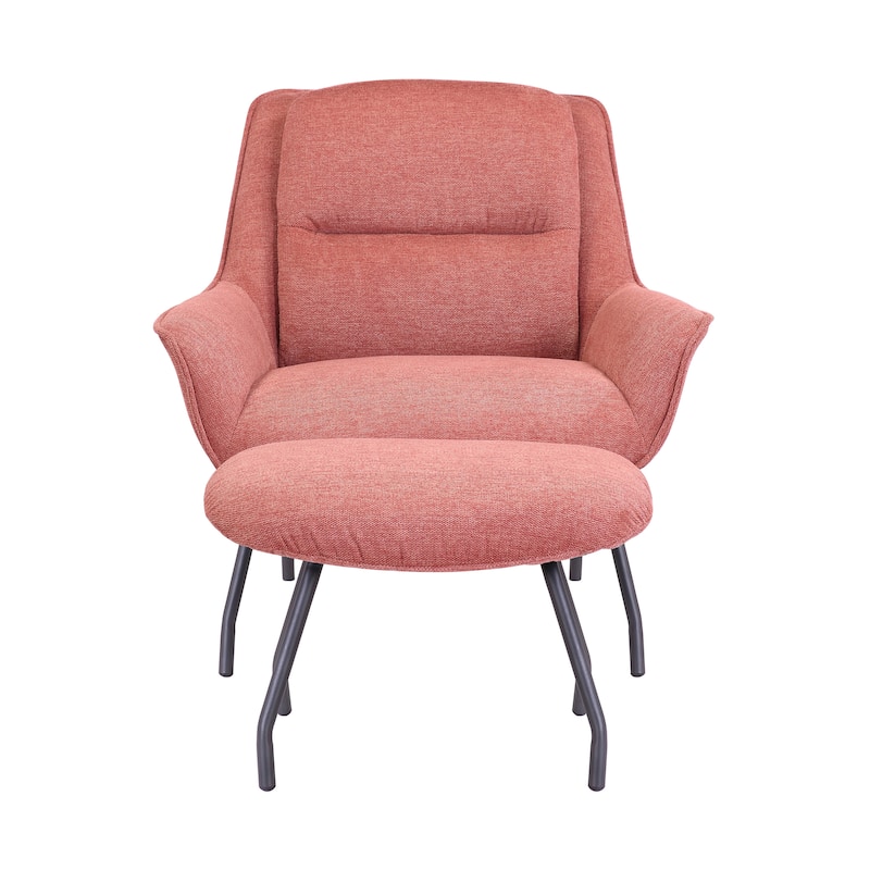 Porthos Home Alson Fabric Accent Chair and Ottoman Set with Steel Legs