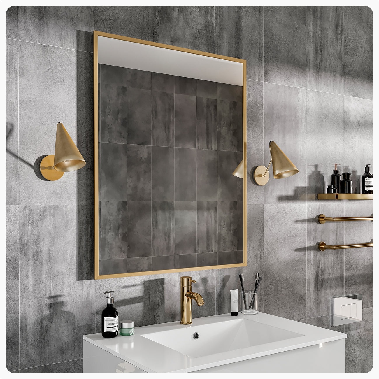 Eviva Gold 24" x 30" Rectangular Gold Metal Framed Mirror