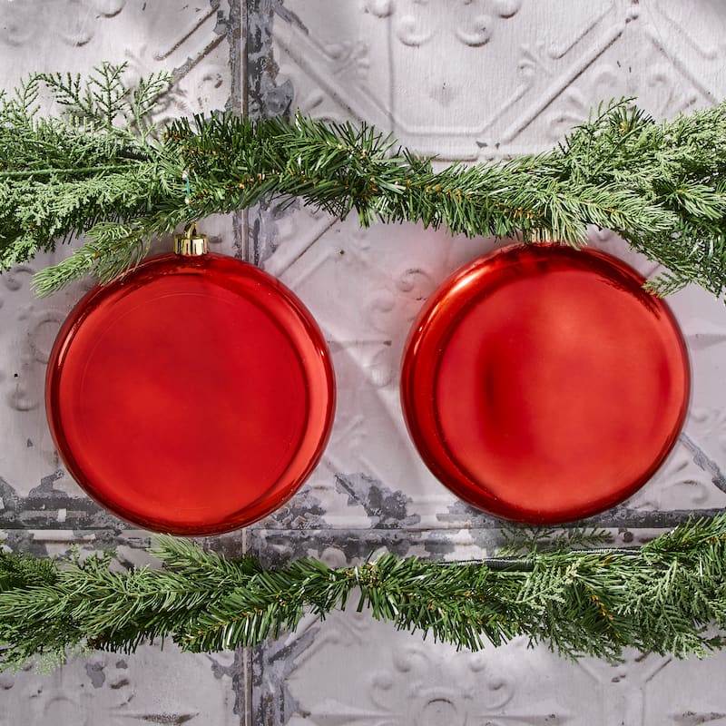 200mm Shatterproof Plastic Pearl Round Disk Ornament Set of 2