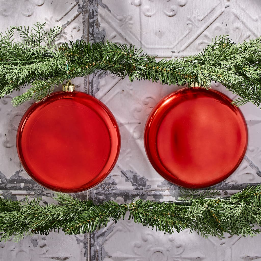 200mm Shatterproof Plastic Pearl Round Disk Ornament Set of 2