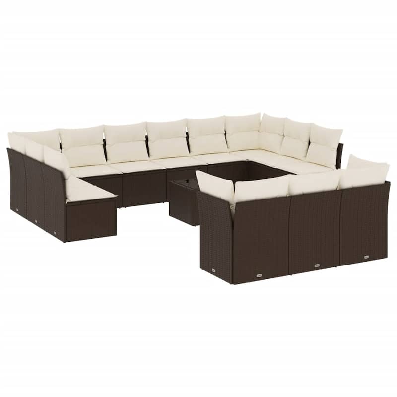 vidaXL Garden Sofa Set Brown, Cream White - 21.7 x 21.7 x 14.6