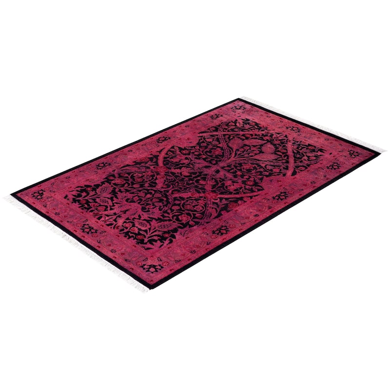 Overton Hand Knotted Wool Vintage Inspired Modern Contemporary Overdyed Pink Area Rug - 2' 8" x 4' 3"