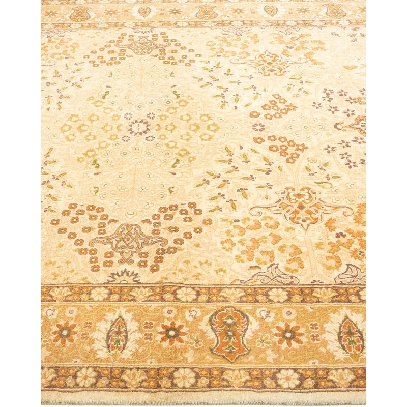 Overton Handknotted Wool Traditional Oriental Ivory Area Rug - 5' x 8'
