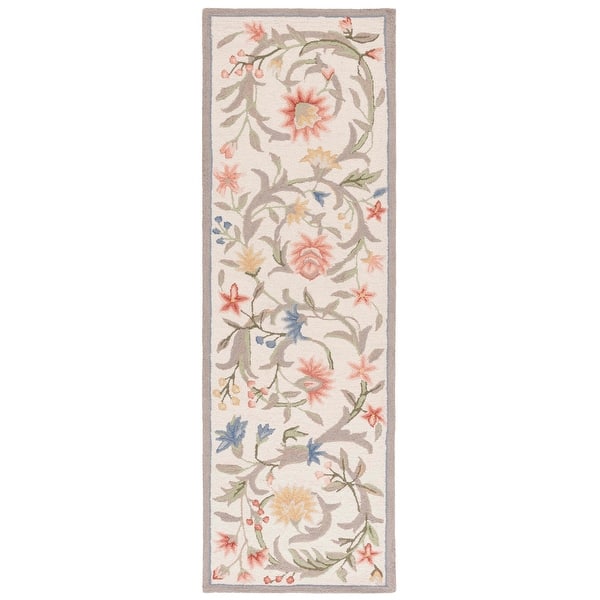 slide 2 of 15, SAFAVIEH Handmade Chelsea Hali French Country Floral Scroll Wool Rug 2'6" x 10' Runner - Ivory - Runner
