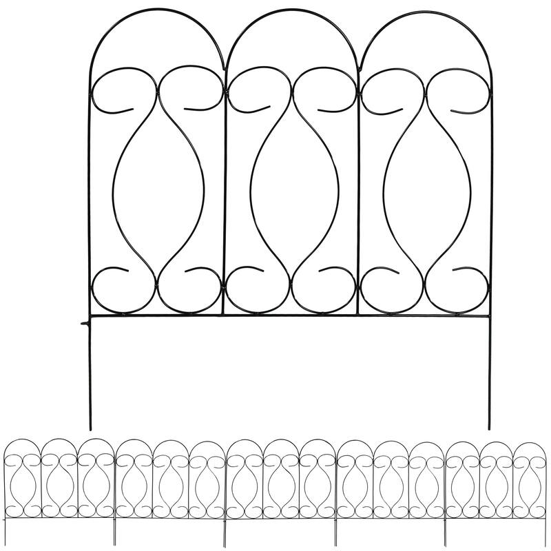 5 Piece Traditional Garden Landscape Border Fence Set 24-Inch - Black - Traditional Style 24 x 24 Inches