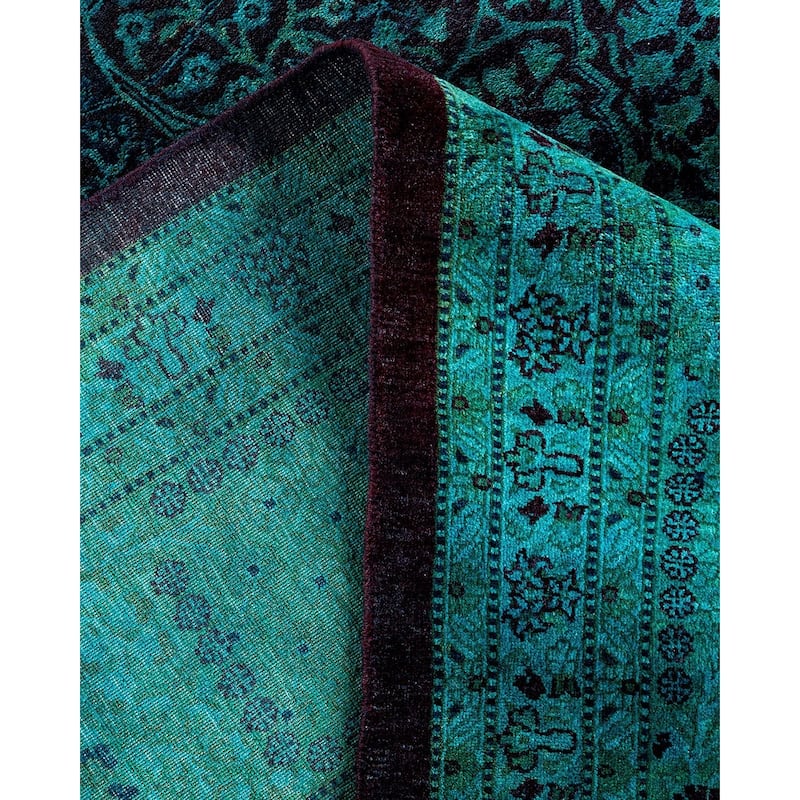 Overdyed, One-of-a-Kind Hand-Knotted Area Rug - Blue - 10' 2" x 17' 8"