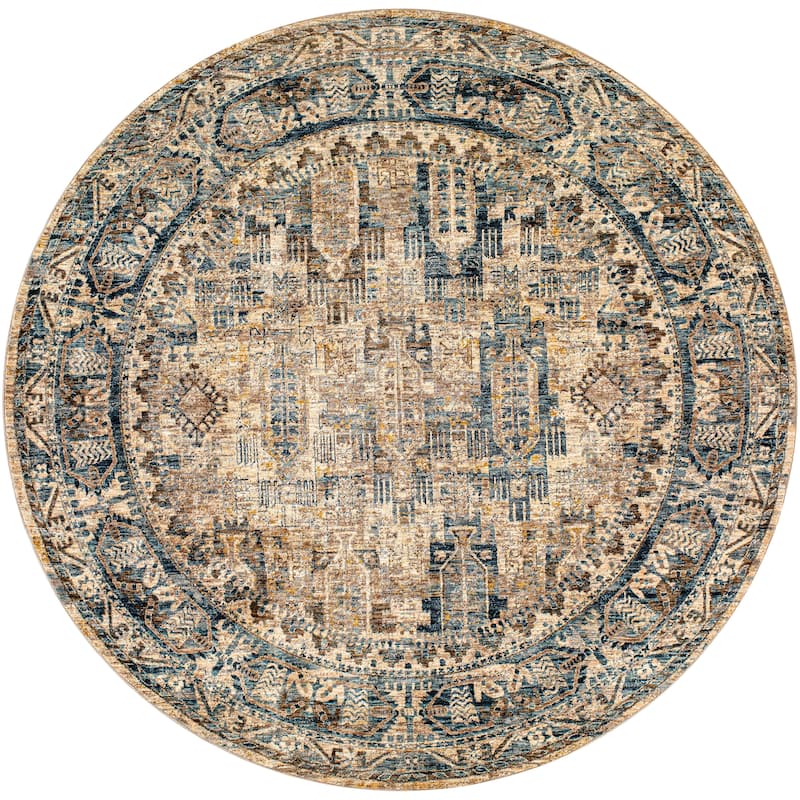 Livabliss Mirai Traditional Area Rug - Tan - 7'10" Round