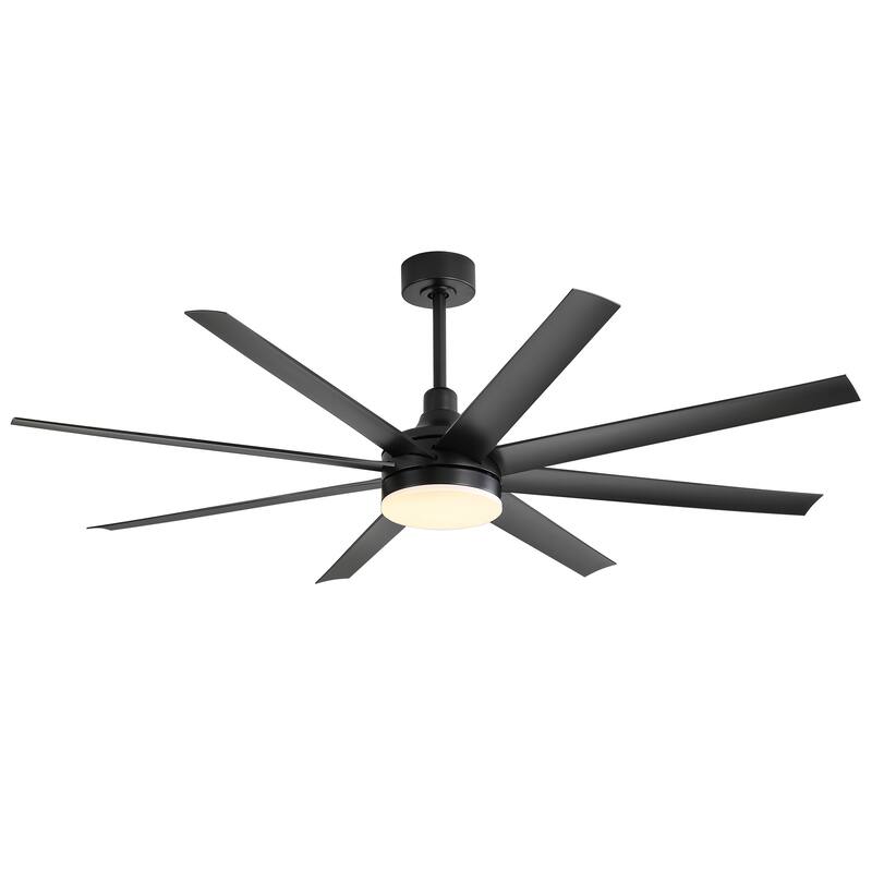 65" Gold LED Ceiling Fan with Light Remote-8 Blade - 65 Inch