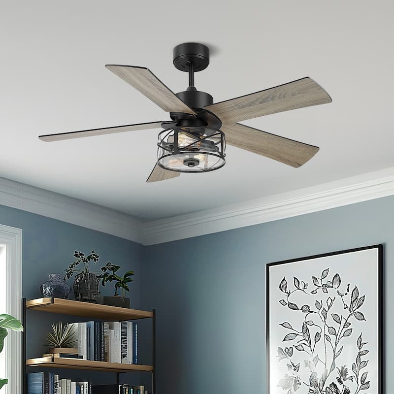 48 Inch Farmhouse Ceiling Fans with Light and Remote Control - 48"D x 48"W x 23.4"H