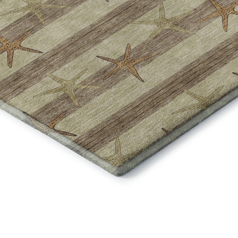 Premium Washable Super Soft Starfish Coastal Stripes Mayfield Rug