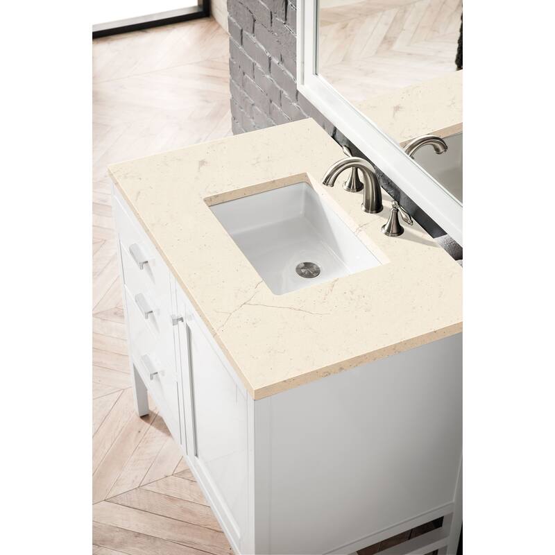 James Martin Vanities Addison 36" Single Vanity, Glossy White - Eternal Marfil Quartz