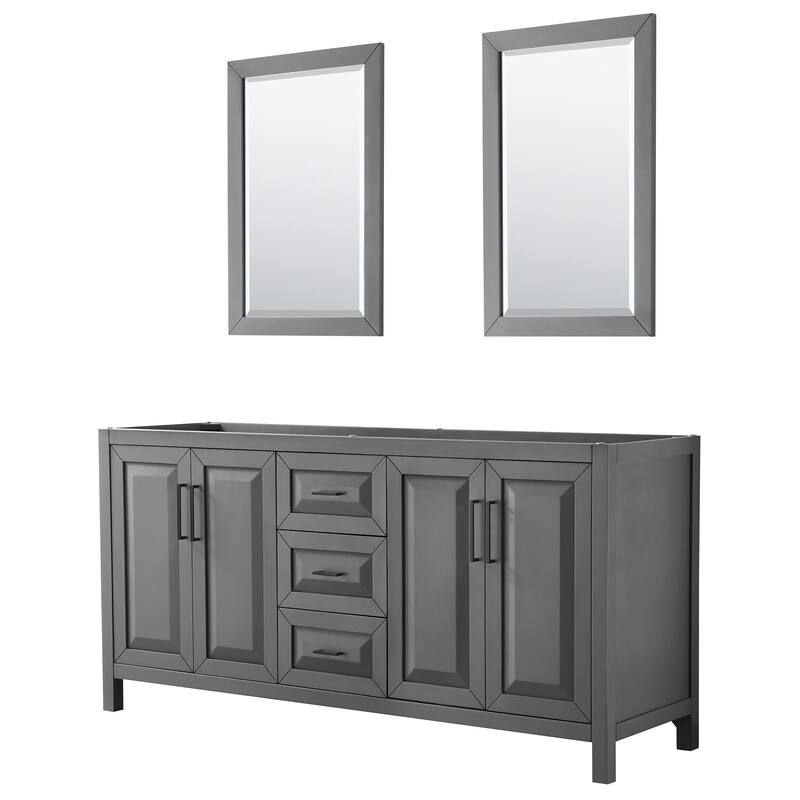 Wyndham Collection Daria 71" Double Free Standing Vanity Cabinet - - Dark Gray / Matte Black Hardware